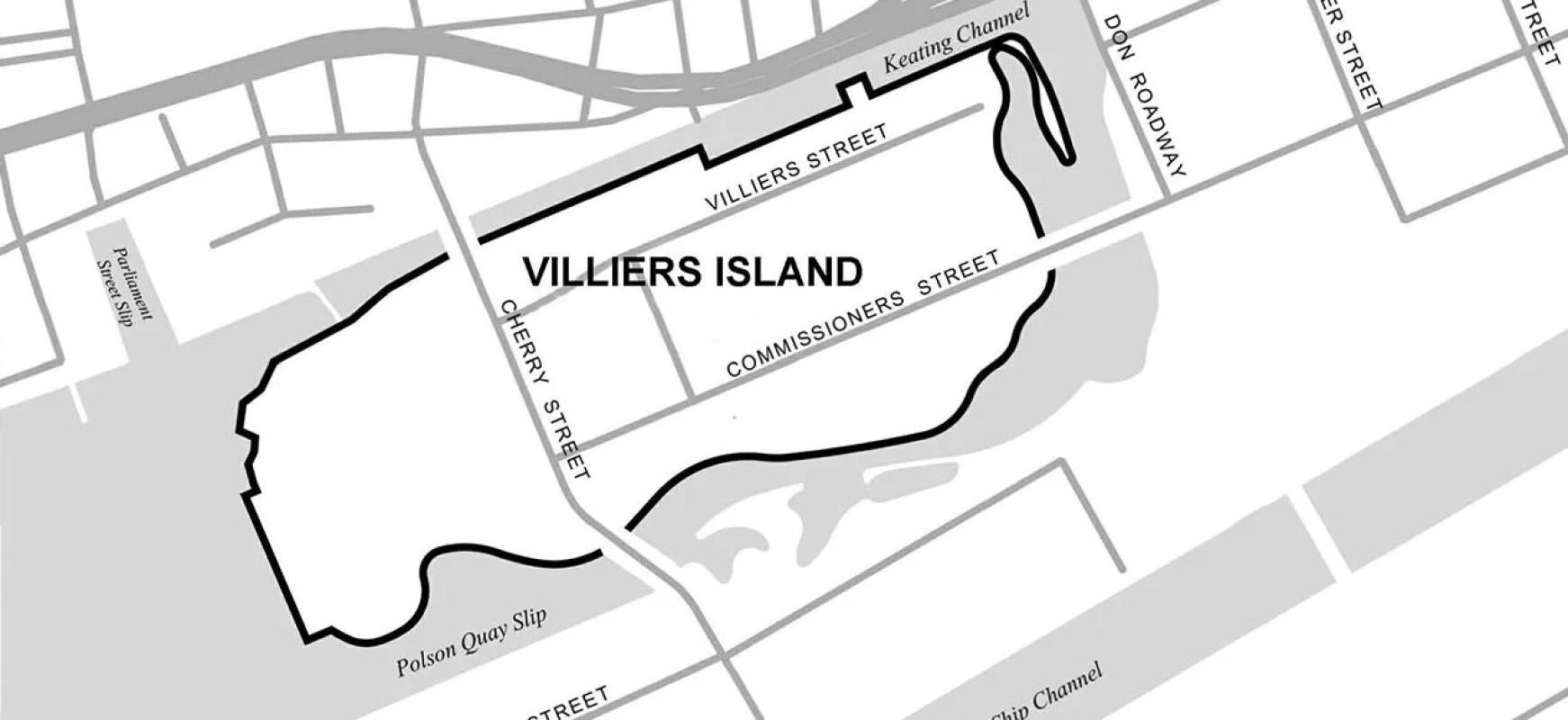 Overhead map showing Villiers Island.