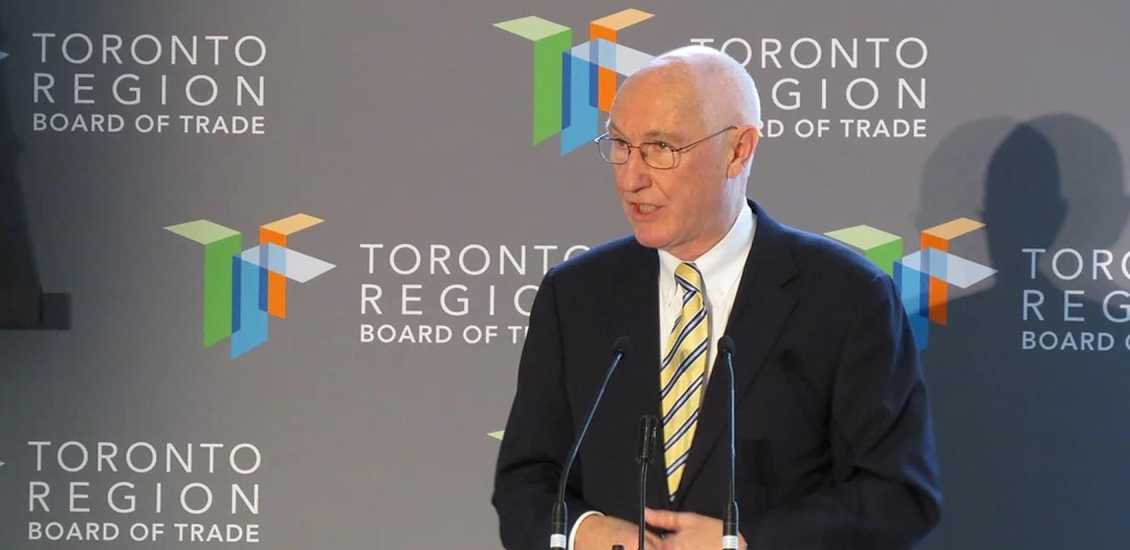 Waterfront Toronto President & CEO John Campbell speaks to the Toronto Region Board of Trade.