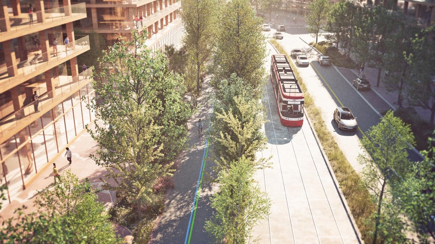 Rendering of a visualization of Waterfront East Transit