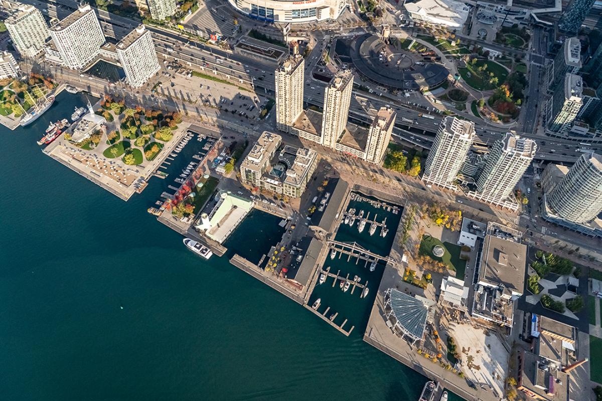 An aerial view of Toronto's Harbour