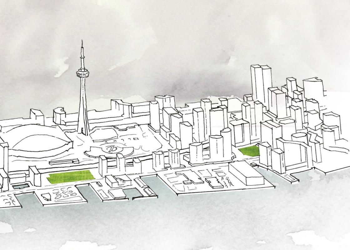 illustration showing the sites for the future York Street Park and Rees Street Park