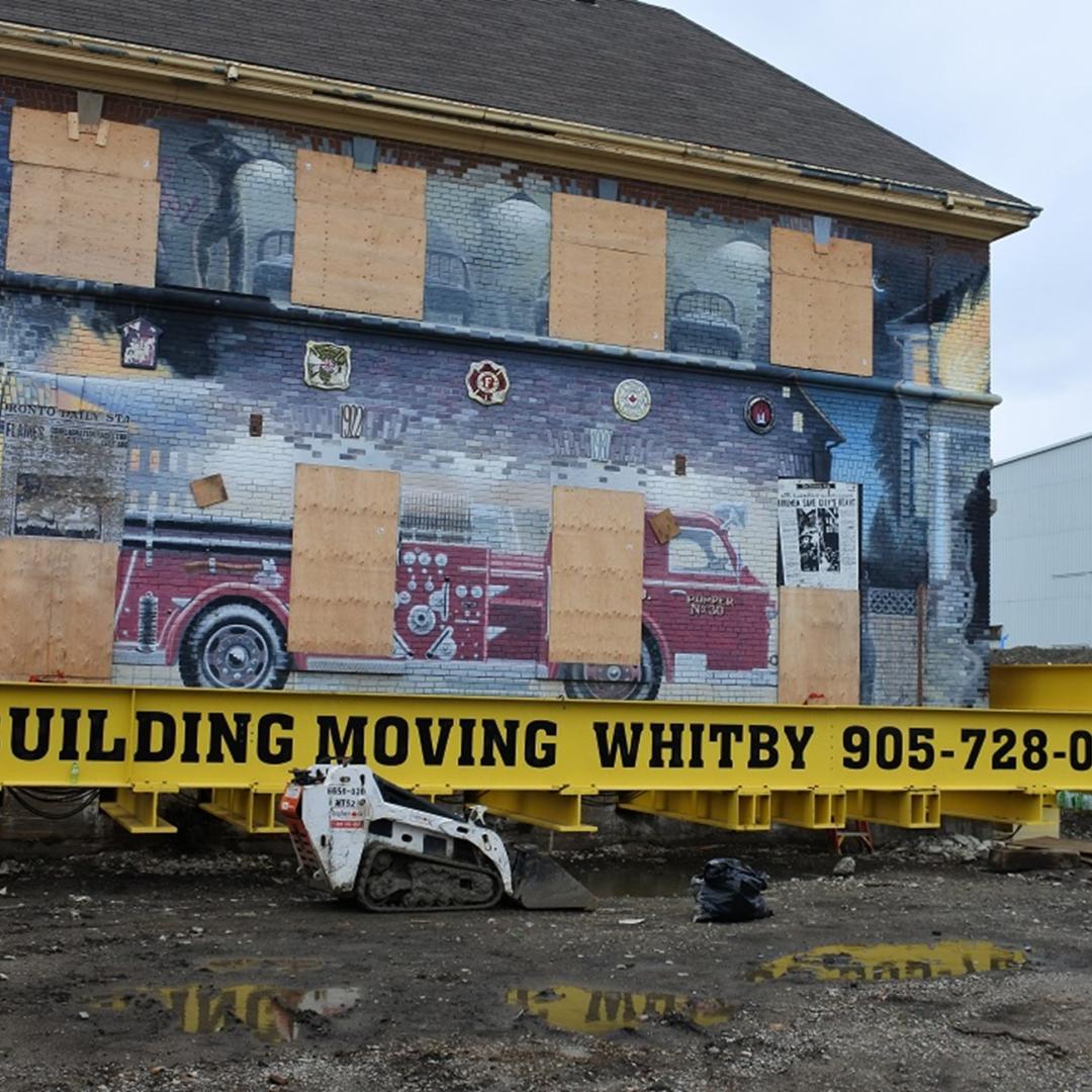 image of fire hall 30 being ready to be moved