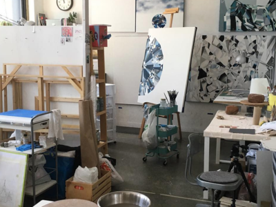 Artist Sara Pearson’s studio at Akin’s Dupont location