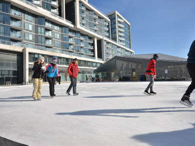 skating at Sherbourne Common during COVID