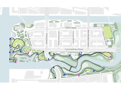 conceptual map showing the route and location of a future art trail