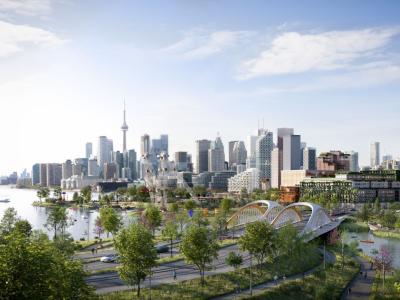 A rendering of the eastern waterfront in the Port Lands. 