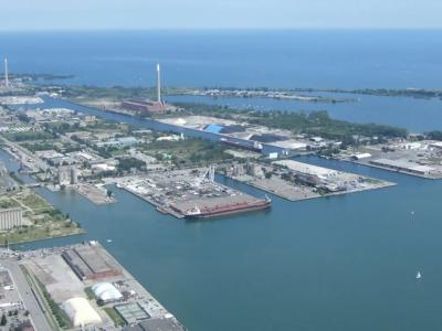 Aerial view of an industrial Port.