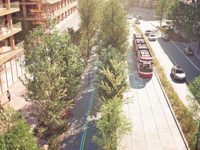 Rendering of a visualization of Waterfront East Transit