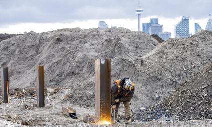 a construction worker in the Port Lands