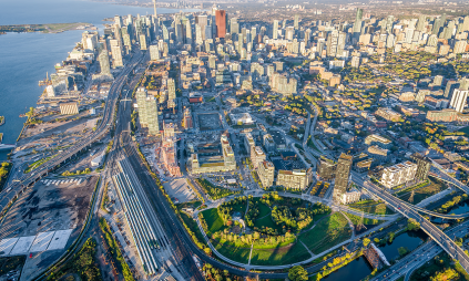 aerial of the west don lands looking west 