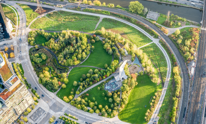 aerial of corktown common