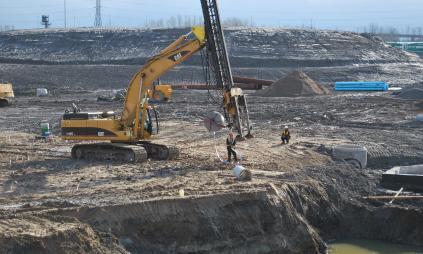 a large construction site and activity