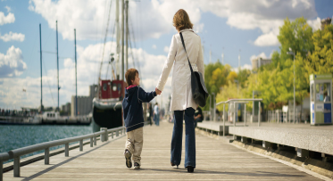 image of mother and son on York Quay Promenade