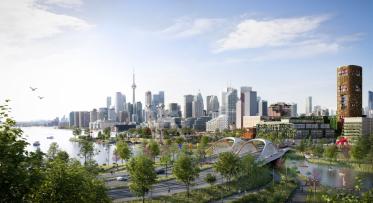 A rendering of the eastern waterfront in the Port Lands. 