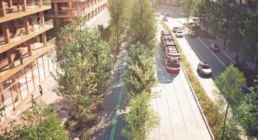 Rendering of a visualization of Waterfront East Transit